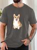 Lovely Corgi Dog Graphic Unisexs Crew Neck Short Sleeve Tee Soft Summer Casual Top For Unisex Daily Outdoor Street Fashion Outfit Wear