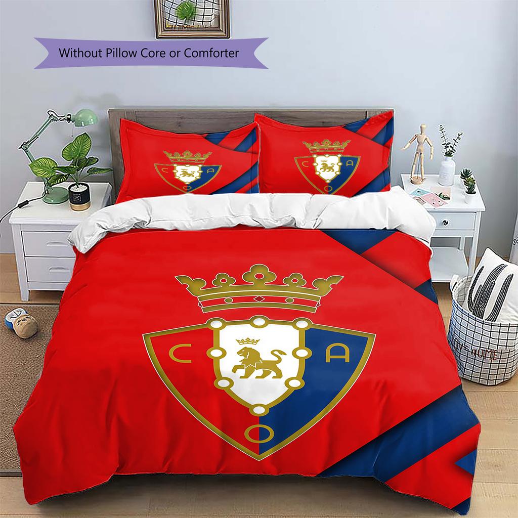 CA Osasuna Pattern Bedding Quilt Set Home Decoration Gift (1 * duvet cover + 2 * pillowcase without core)