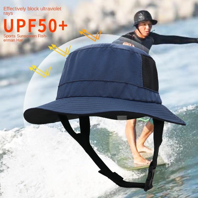 Kapelusz kubełkowy plażowy z siateczką, oddychający kapelusz przeciwsłoneczny UPF50+, męski, damski, kapelusz wędkarski outdoorowy, z regulowanym paskiem pod brodę, kapelusz do sportów wodnych