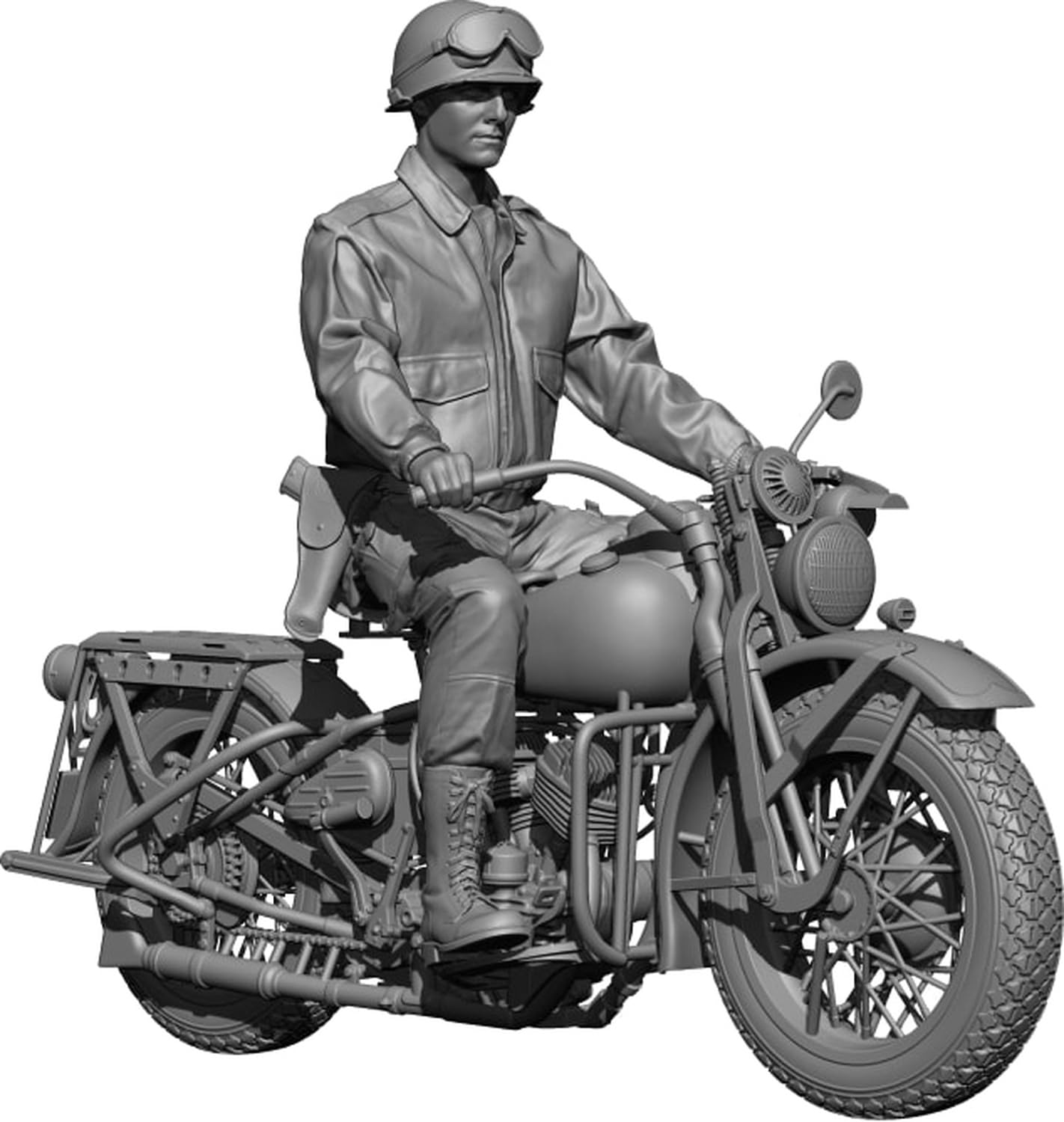 

H3 Model 1/35 WWII US Airborne Division American Rider (with Motorcycle) 3D Printer Kit HS35109 (Person)