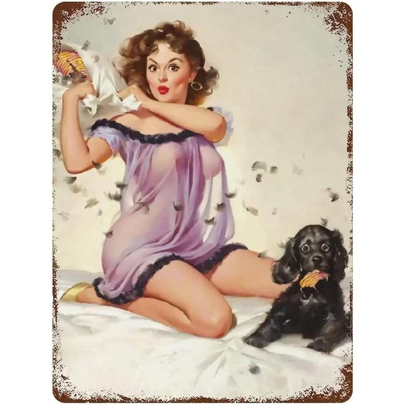 Pin-Up Girl Metal Sign, Vintage Wall Art Decor 30x20cm