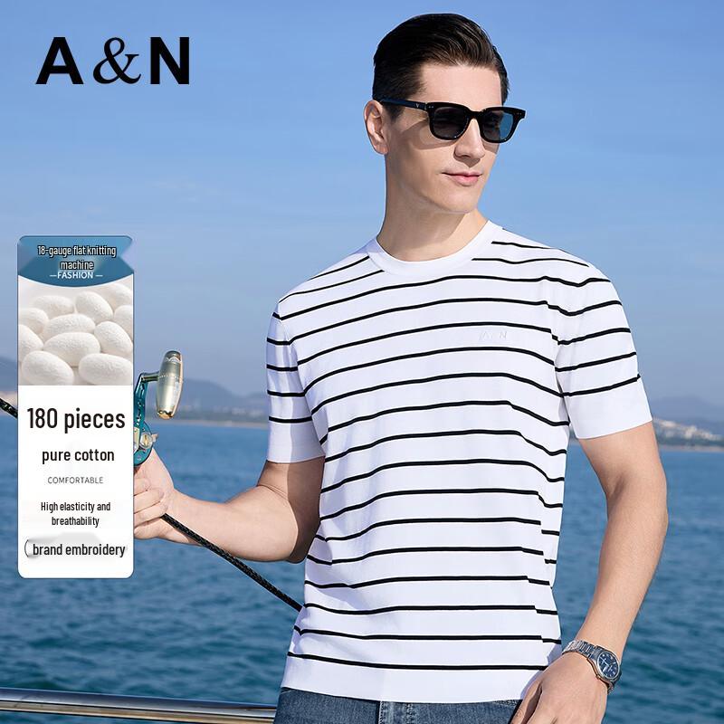 Antonio Men s Luxury Striped Knit T-Shirt 3XL /56