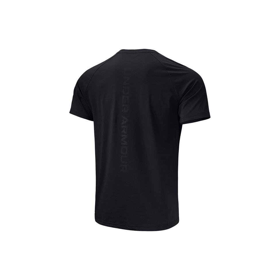 Under Armour Large Letter Logo Embossed Sports Knit Crew Neck Short Sleeve Raglan T-Shirt Men T-Shirts Black 22500518-001