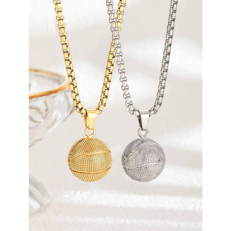 Fashion Design 3d Basketball Pendant Necklace Men Paired Decorative Jewelry Gift