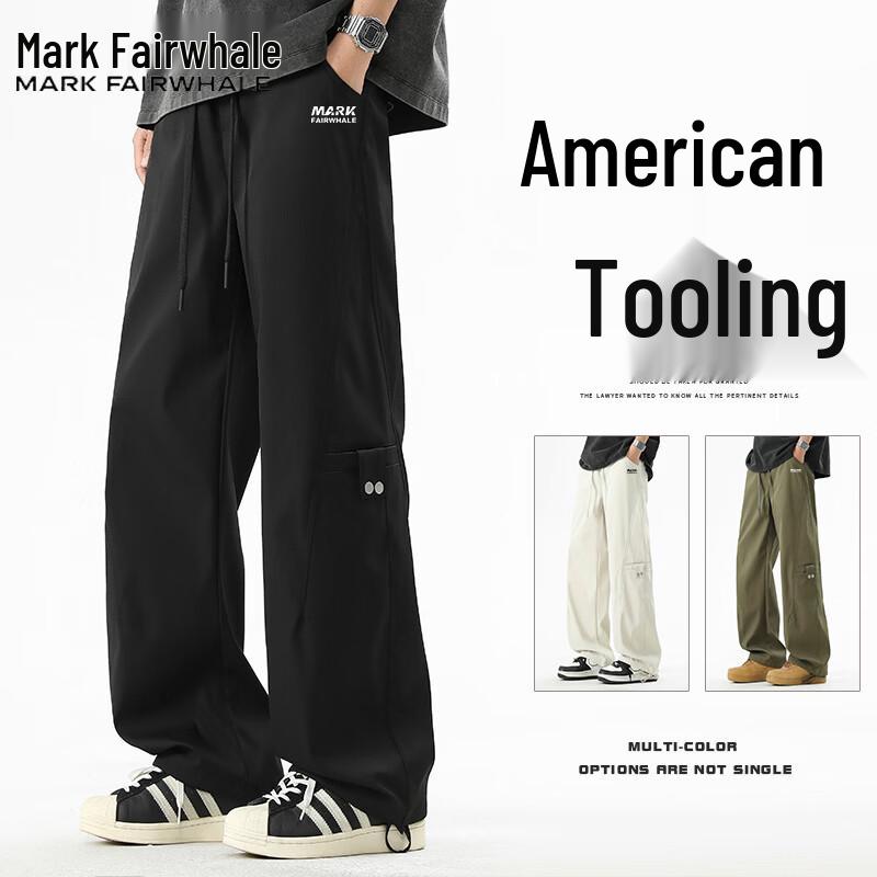 Mark Fairwhale Men s Summer Pure Cotton Straight Leg Workwear Casual Pants M чёрный