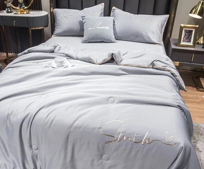 Ice Silk Summer Comforter Set For Bed Air Conditioner Nap Blanket/Quilt Super Silky Soft Set Of Summer Comforter And Pillowcase