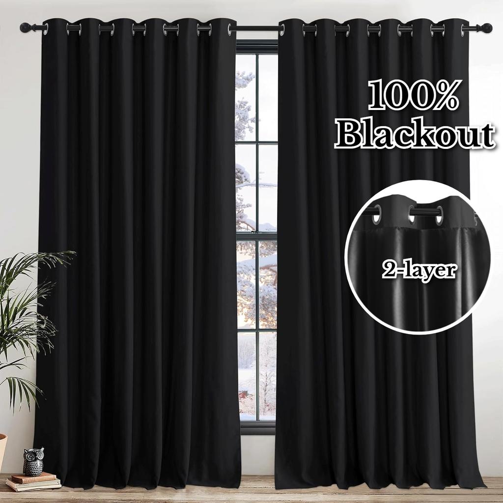 Verdunkelungsvorhang für Wohnzimmer Polyester Pongee Ösen Thermoisoliert Lichtblockierender Vorhang für Terrasse Balkontür
