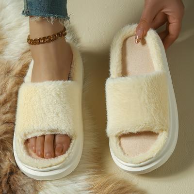 Fashion Hairy Slippers for Women's Outdoor Wear Autumn and Winter New Styles Indoor Home Thick Soled Cotton Slippers Zapatos De Mujer