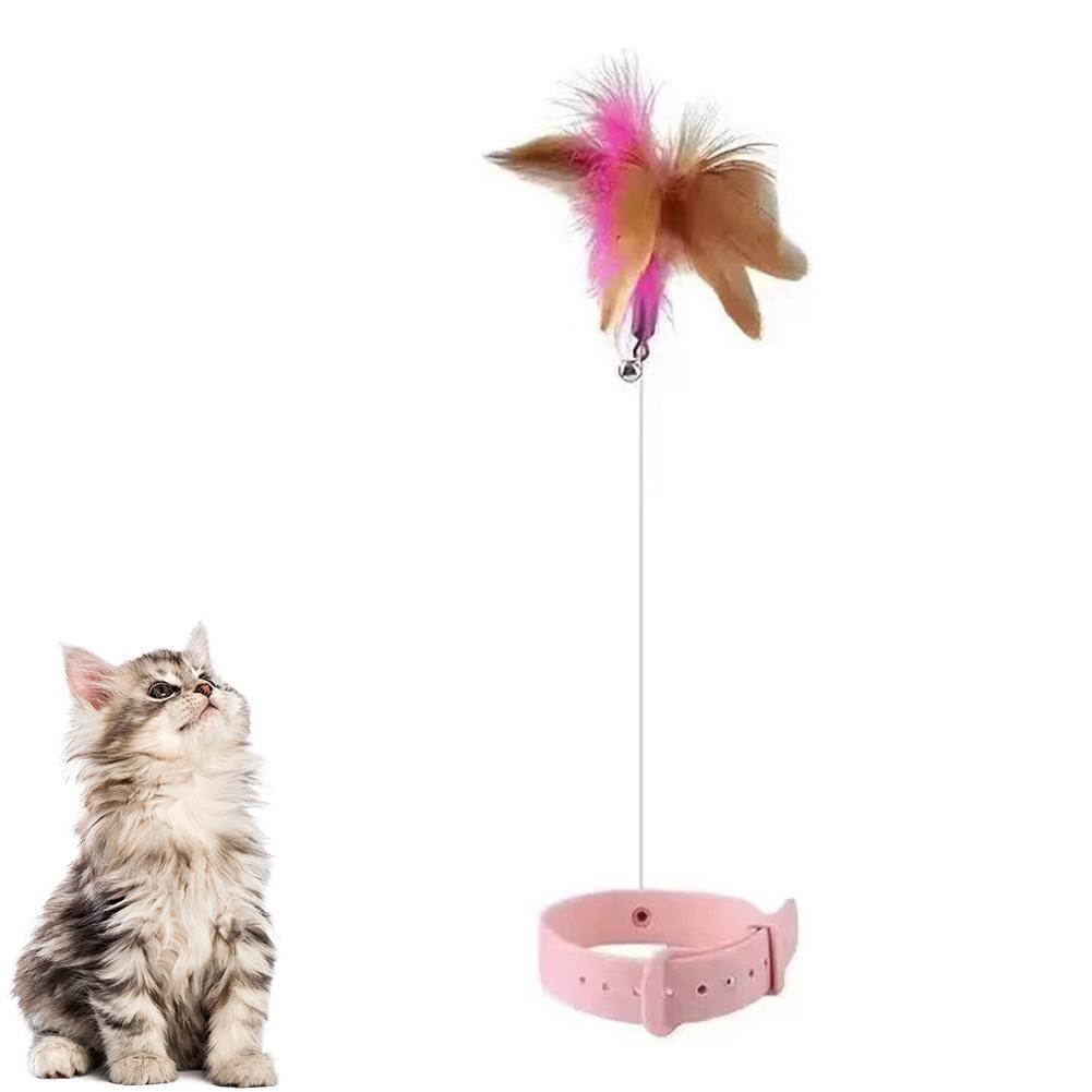 

Интерактивные игрушки для кошек, забавная палочка-дразнилка с перьями и колокольчиком, ошейник для домашних животных, котенок, играющий тизер, палочка, обучающие игрушки для кошек, принадлежности розовый