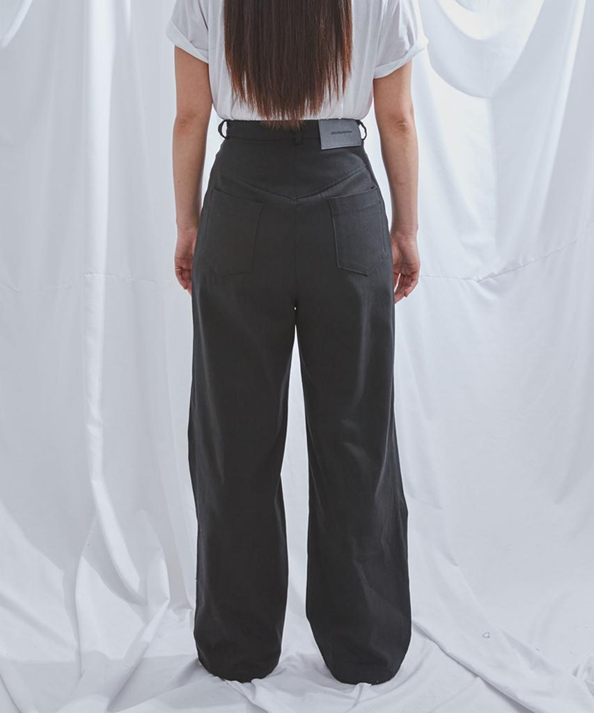DILETTANTISME Double-Pleat Semi-Wide Pants (Black)