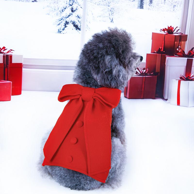 Holiday Bowknot Wool Dress for Small & Medium Dogs and Cats