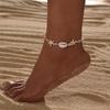 Bohemian Style Starfish Shell Mixed with Round Bead Women's Anklet