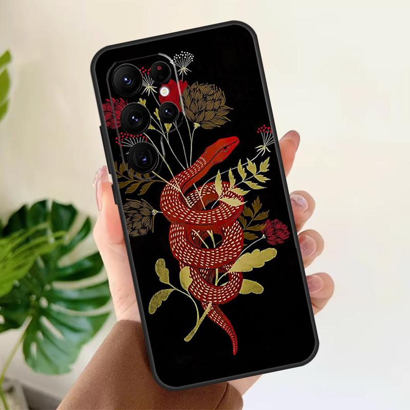 Snake Flower Soft Case For Samsung Galaxy S25 S24 S23 S22 S21 Ultra S9 S10 Plus S23 FE S24 FE Phone Cover