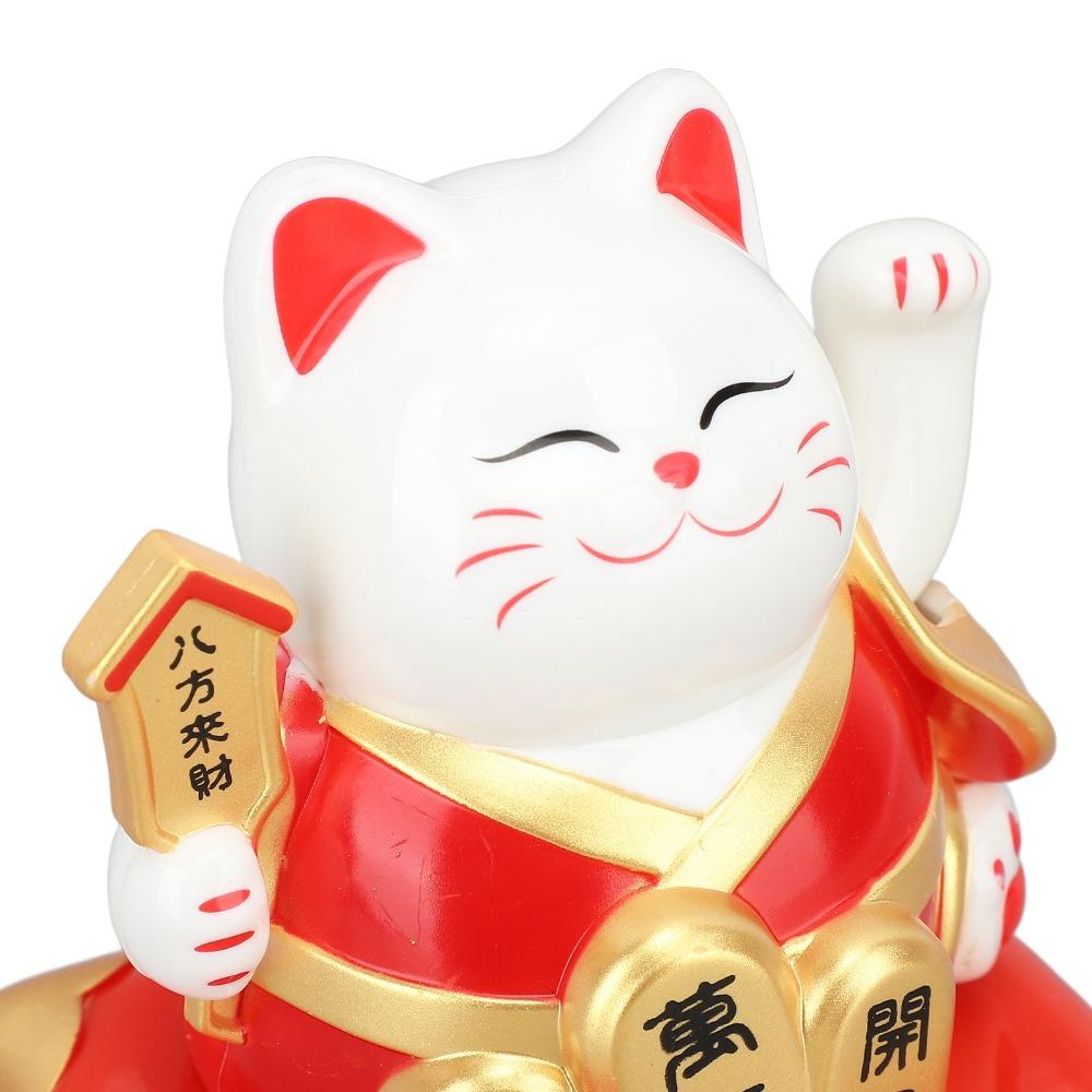Red & Blue Mini Desktop Fortune Cat 3.19x3.86in Car Dashboard Cat Ornament  Car Interior Decor