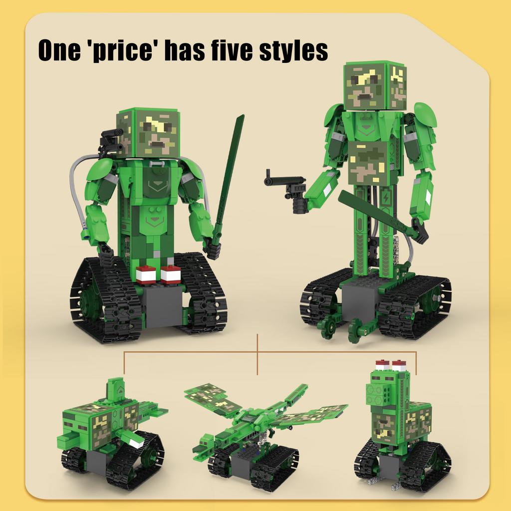 441Pcs Remote Control 5-In-1 Transforming Robot Building Blocks Set Desktop Ornament Model Assembly Toy Kids Birthday Gift