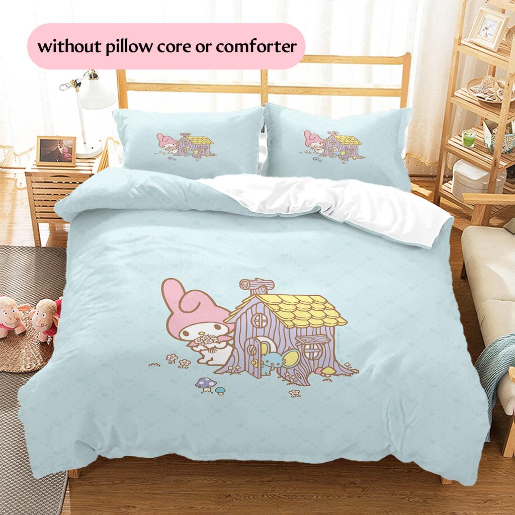 My Melody Pattern Bedding Quilt Set Home Decoration Gift (1 * Duvet Cover + 2 * Pillowcase Without Core)