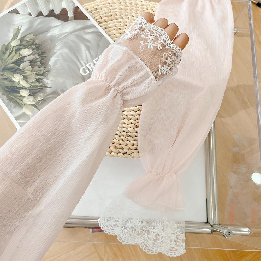 Anti-UV Driving Gloves Breathable Floral Lace Gloves Fashion Sun Sleeves