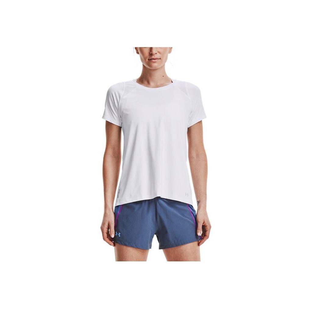 Under Armour Solid Color Running Sports Crew Neck Short Sleeve T-Shirt Women Tops White 1361926-100