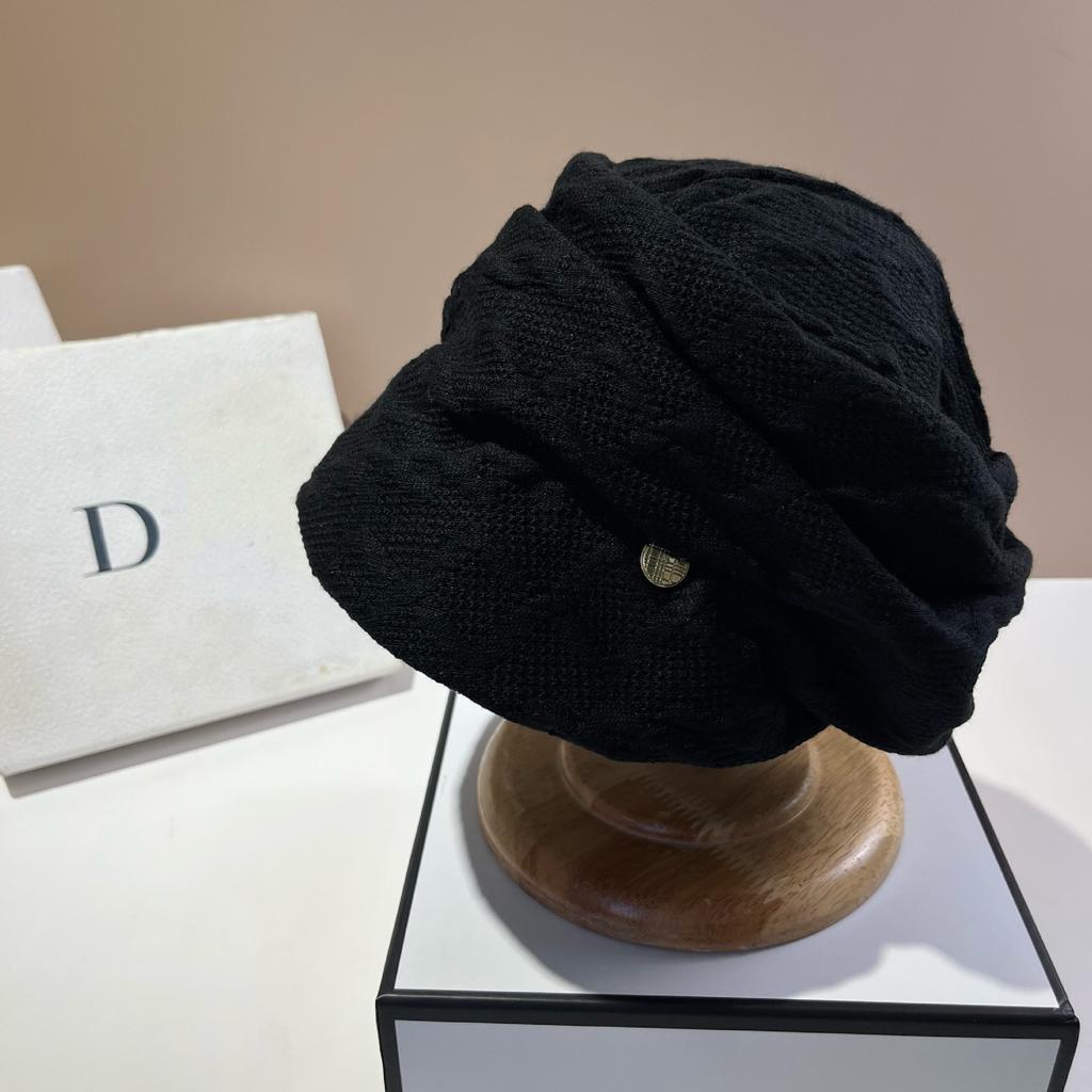 Twist Knitted Stacking Hat Warm Trend Show Face Small Bag Head Hat Plain Makeup Versatile Bucket Hat