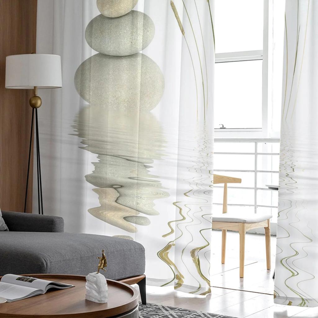 Perdele transparente cu reflexie de piatră Lotus pentru sufragerie dormitor Decor pentru interior Perdele de Crăciun din voile din șifon