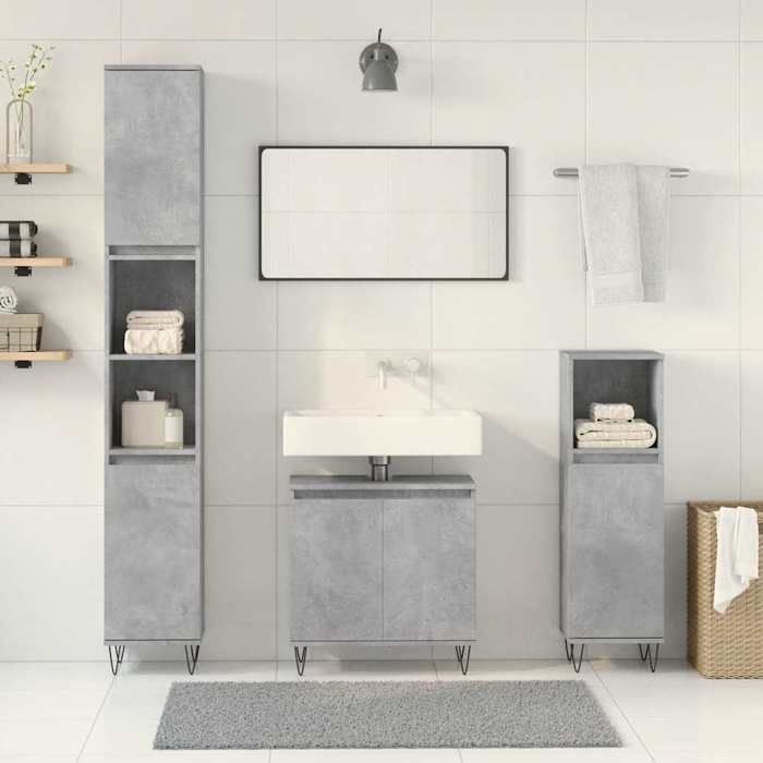 VidaXL Ensemble de meubles de salle de bain 3 pcs gris béton 3324953