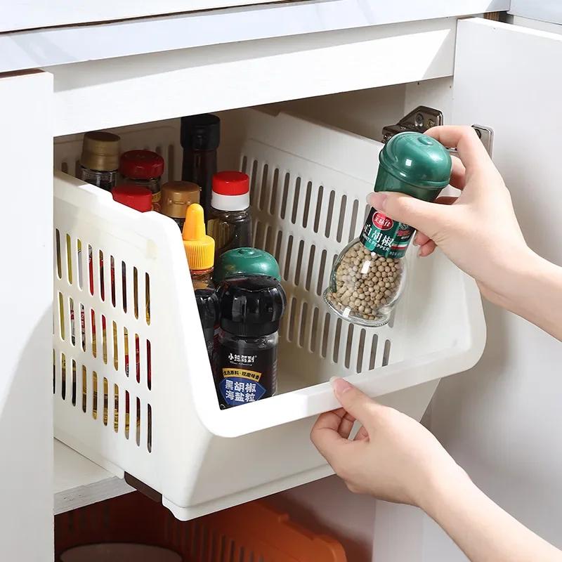 Mehrschichtiges Aufbewahrungsregal für Gemüse und Obst in der Küche. Multifunktionaler, übereinander angeordneter, beweglicher Aufbewahrungskorb für Haushaltsabfälle