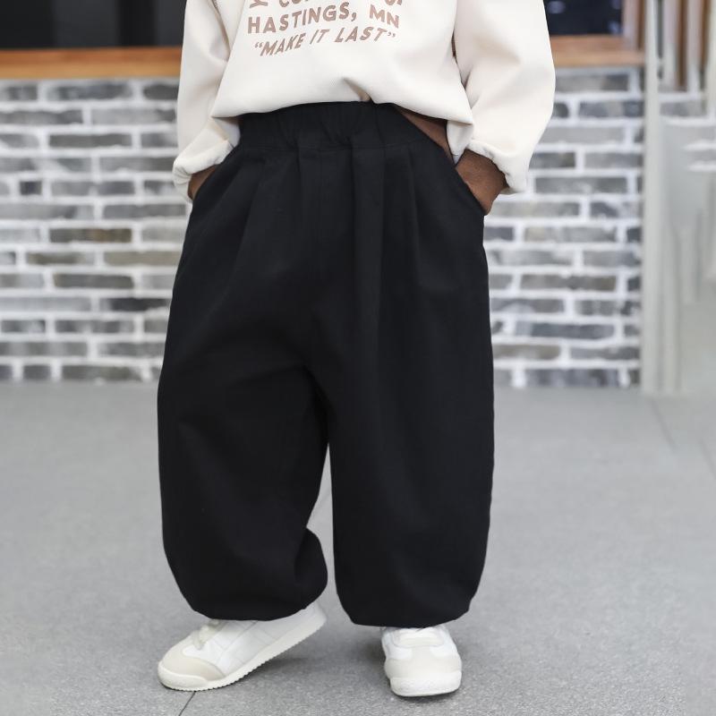 

Мальчиковые брюки клёш в уличном стиле 2025 - Крутые длинные брюки для маленьких детей, Весна/Осень 110 cm чёрный