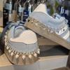 Pearl Zirconia Rhinestone Chain Shoe Buckle Bow Pendant String Shoes Accessories Bag Pendant Key Chain Shoe Decoration