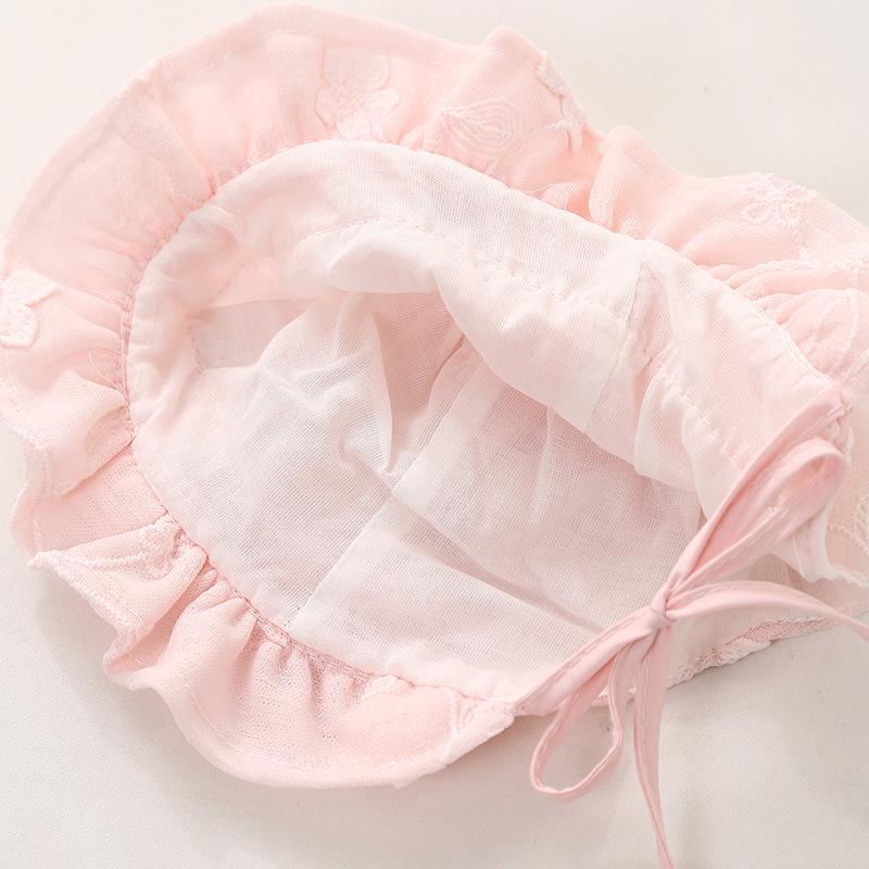Baby Girl Lace Ruffle Sun Hat - Spring/Summer Tie-Up Princess Court Hat
