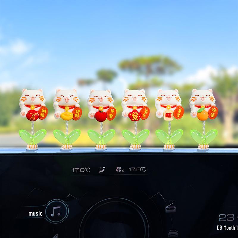 Cute Swinging Good Luck Cat Ornament for Car Screen or Console