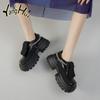Small Leather Shoes Fashion Cool 2024 New Thick Sole Increase Pumps Chain Accessories Retro Versatile Single Shoes Female Autumn