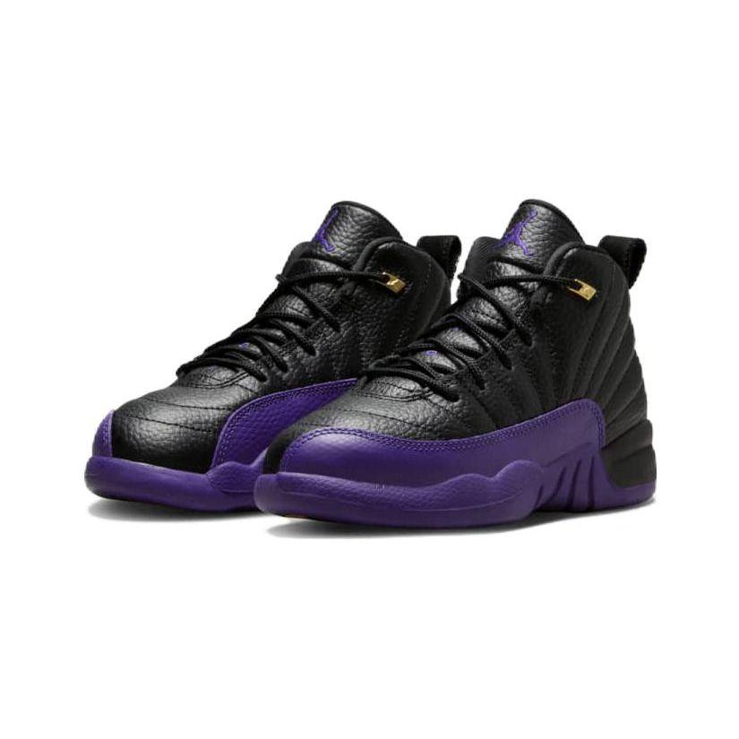 Air Jordan 12 Retro PS Field Purple Kids Sneakers Black Metallic-Gold Taxi 151186-057