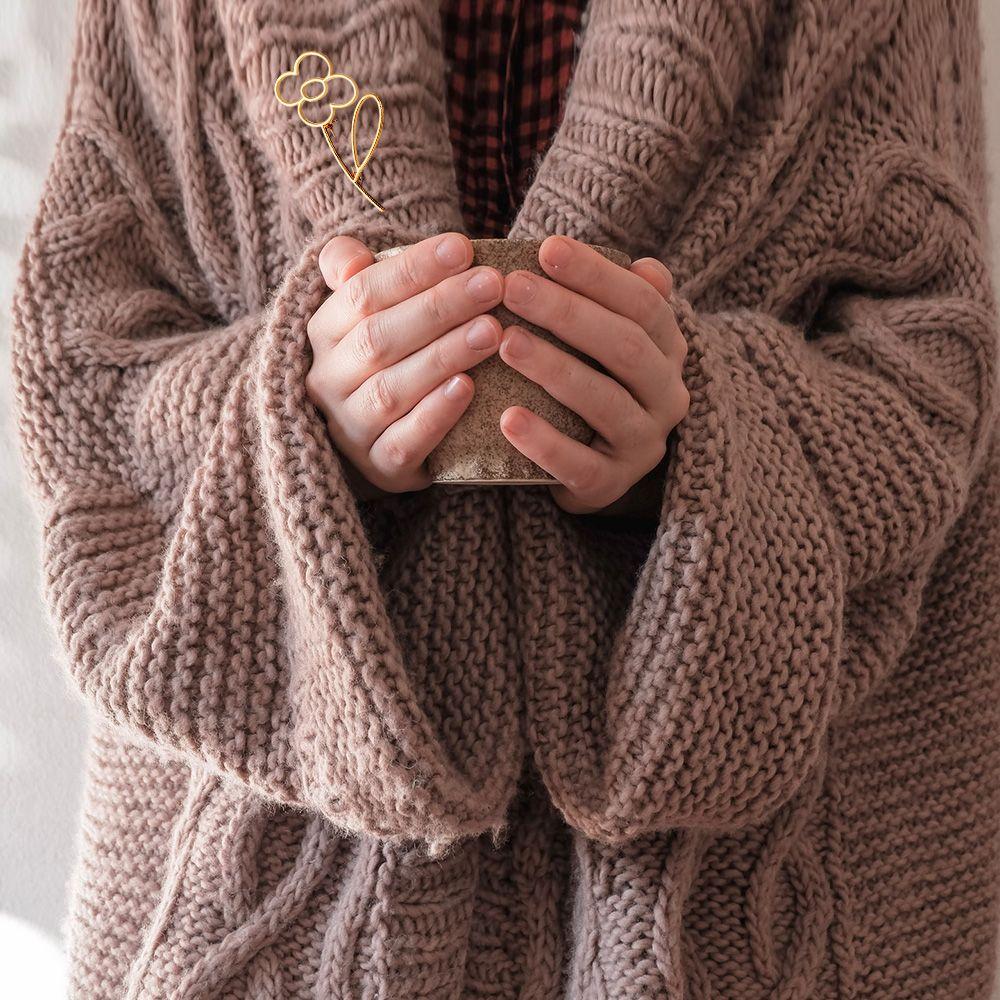 دبوس بسيط على طية الصدر مشبك وشاح بروش زهرة عصري مجوف من سبيكة