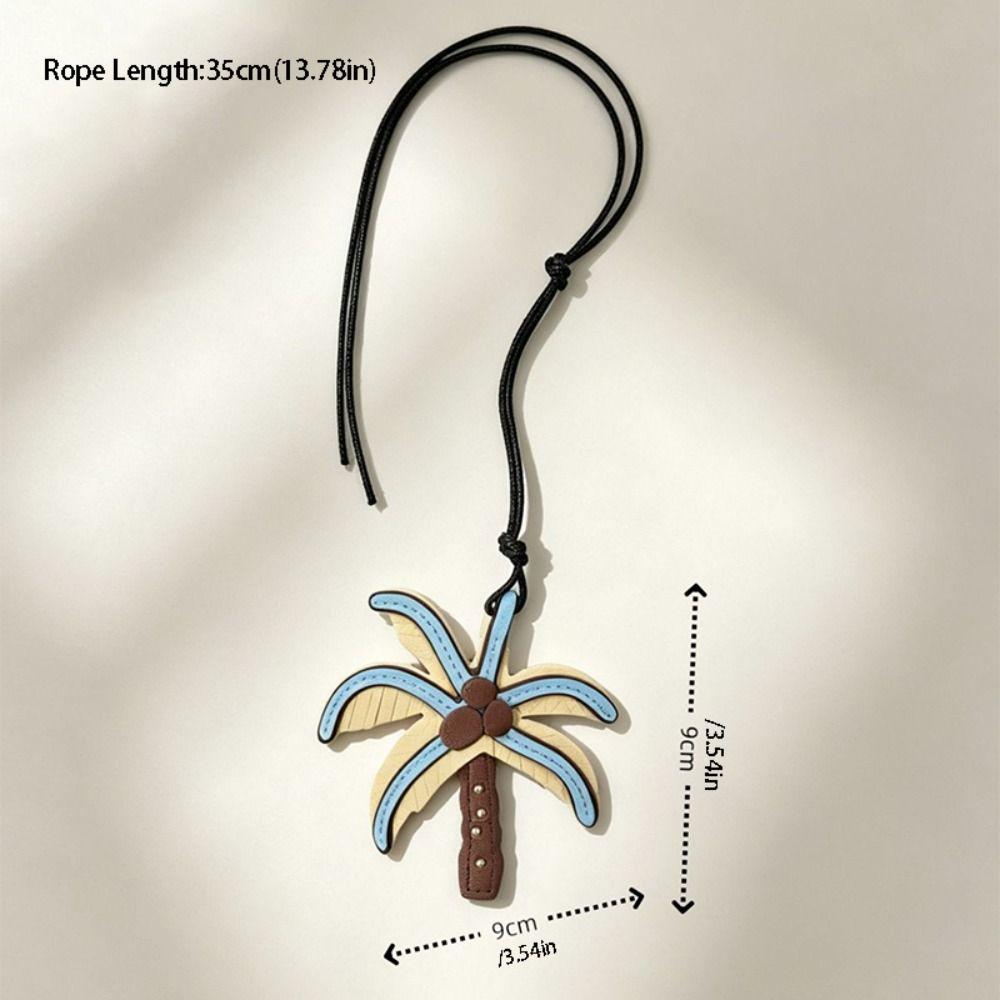 Summer Pu Keychain Beach Style Bag Charm Pu Leather Coconut Tree Pendant Luggage Accessories