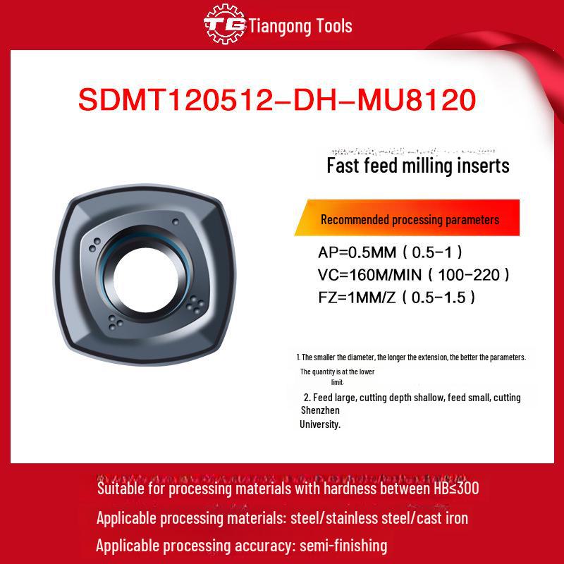 

Tiangong CNC Turning Blade SDMT120512 Carbide Milling Cutter for Cast Iron & Steel Parts