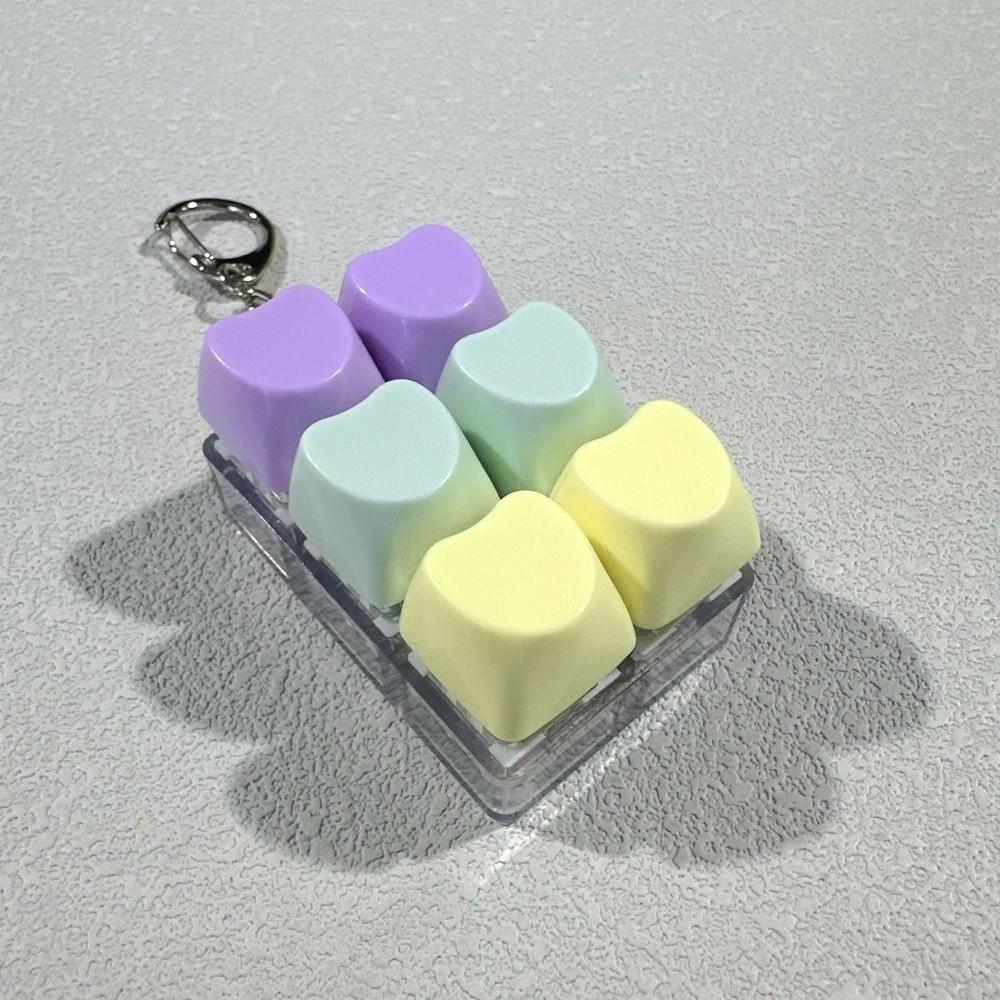 

New Creative 6 Keys Keycaps Keychain Click Button with Light Fidget Keychain Stress Relief Heart Shape Decompression Adult