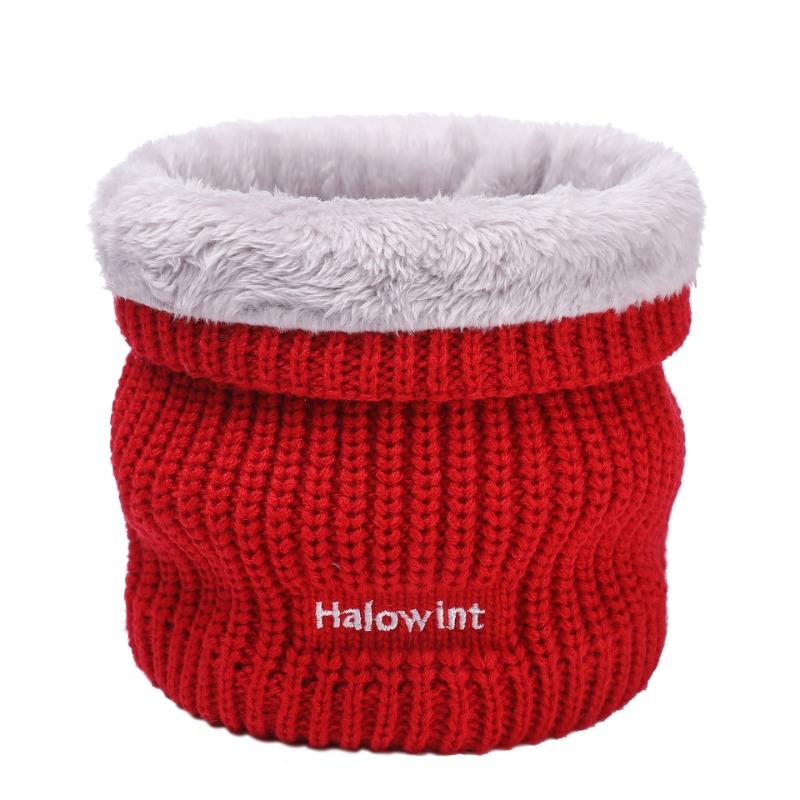 

Winter outdoor knitted terry scarf pullover couple velvet solid color embroidery warm scarf women One size красный