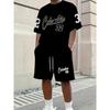 2026 New Men's Athletic Set Los Angeles Print Short-Sleeve T-Shirt Casual Athletic Set Streetwear Shorts Two-Piece Men's Set