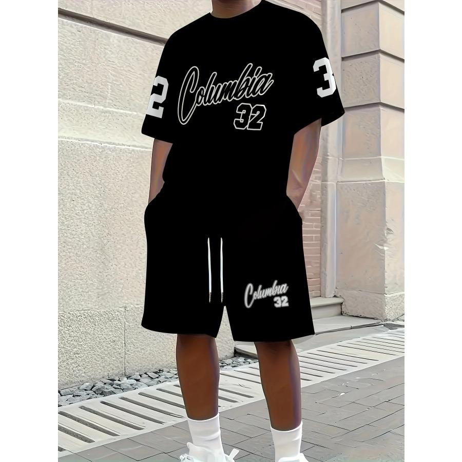 2026 New Men's Athletic Set Los Angeles Print Short-Sleeve T-Shirt Casual Athletic Set Streetwear Shorts Two-Piece Men's Set