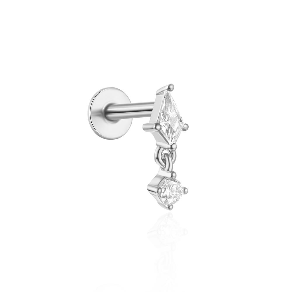 Aide 1pc 925 Silver Mini Zircon Thick Flat Screw Back Drop Earrings For Women K Gold Piercing Stud Earrings Jewelry