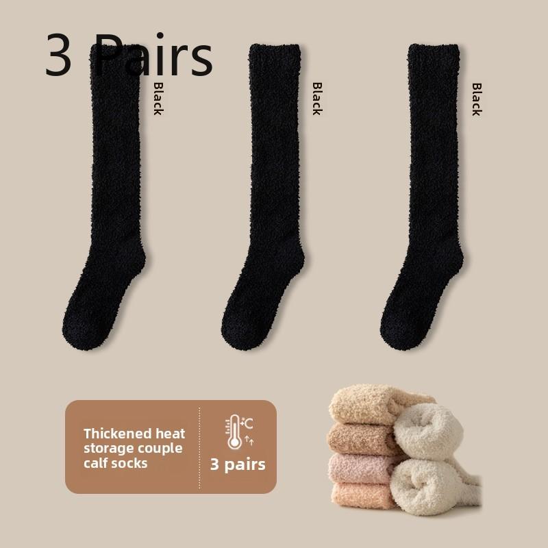 

3 пары носков кораллового бархата, женские зимние толстые бархатные теплые носки для теленка, носки для сна для пары, плюшевые лунные носки 3 Pairs