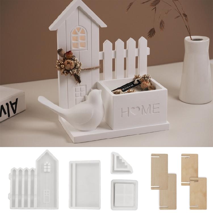 House Shaped Silicone Molds Succulents Planter Molds Cement Clay Mould for Epoxy Resin, Candle Holder Home Decoration