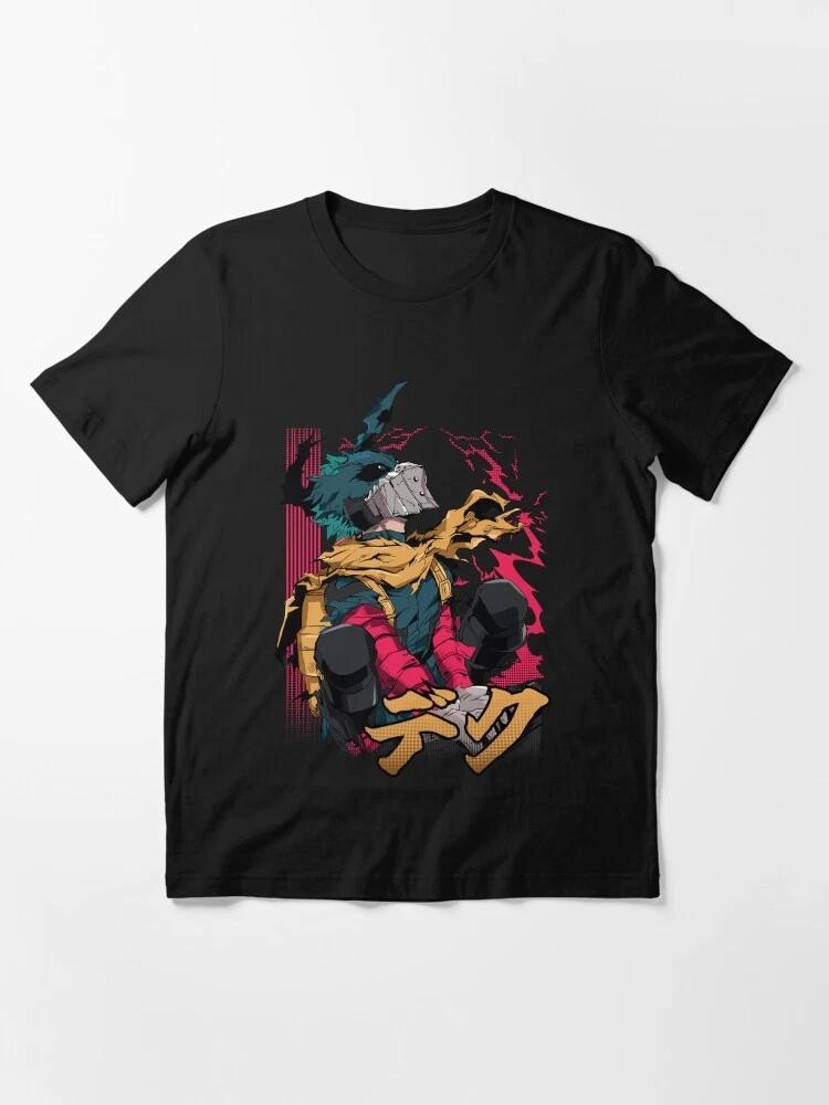 Anime My Hero Academia Green Haired Hero Black Tshirt Size S4XL S