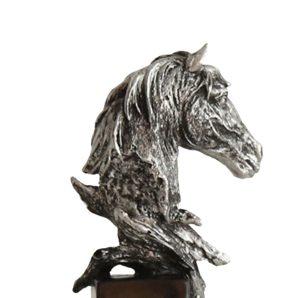 Vintage American Carved Horse Head Statue Statuette Resin Simulation Animal Sculpture Exquisite Crafts Desktop Home Decoration