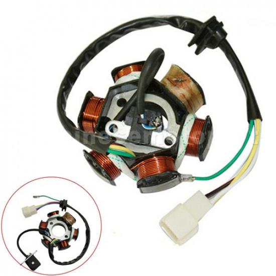 6 Poles 5 Wires Half-Wave Ignition Magneto Stator For 50cc-125cc ATV Quad Bike