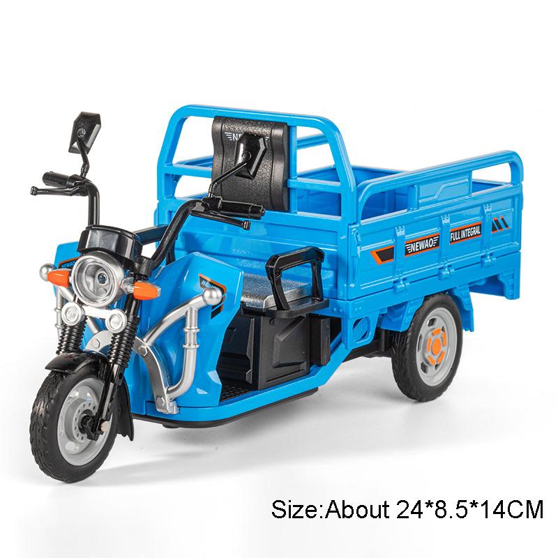1:12 Skala Legierung Dreirad Motorrad Modellauto Spielzeug Simulation Posttransport Fahrzeug Modelle Kinder Sound Licht Geschenke