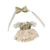 rakulifey Obitsu 11 Clothes, Dress, Hair Accessories, OB11 Size Outfit Set, One-Piece Lolita Dress, 11cm Obitsu Body Accessories, Green, 2-Piece Set