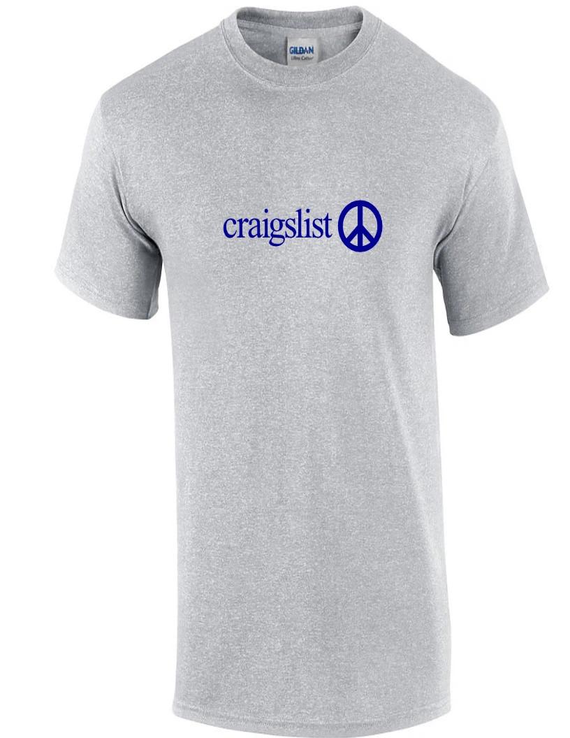 Craigslist Blue Logo Shirt internet Classified Ads Sport Gray Cotton T-Shirt 4XL