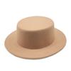 Wide Brim Felt Hat Hepburn Style Panama Hat New Flat-top Cap  Jazz
