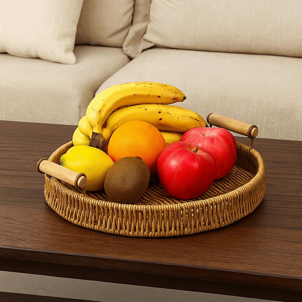 Large Capacity Imitation Rattan Woven Baskets Plastic Wicker Storage Baskets  Living Room